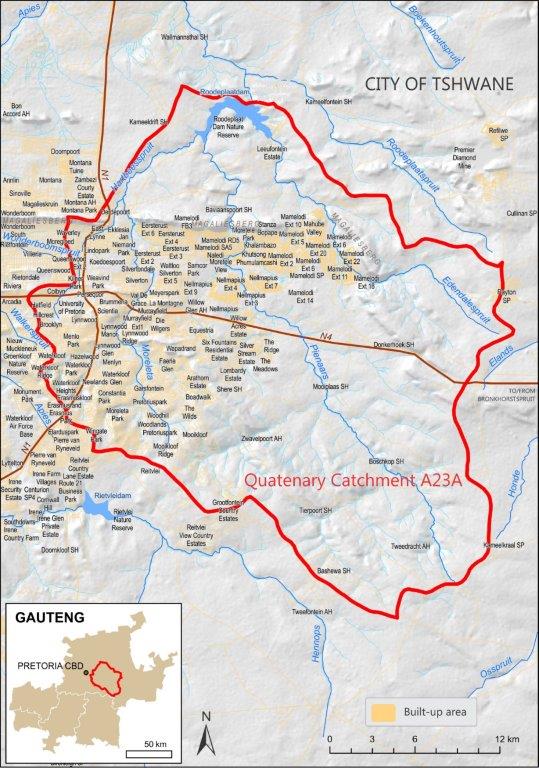 Opvangsgebied van Roodeplaatdam riviere